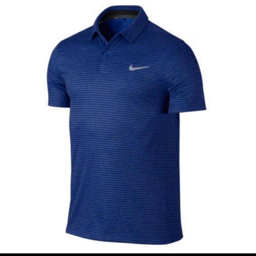 NWT Nike Momentum Fly Men's Blue/ Black Stripe Golf Polo Shirt 802836 480 Size M